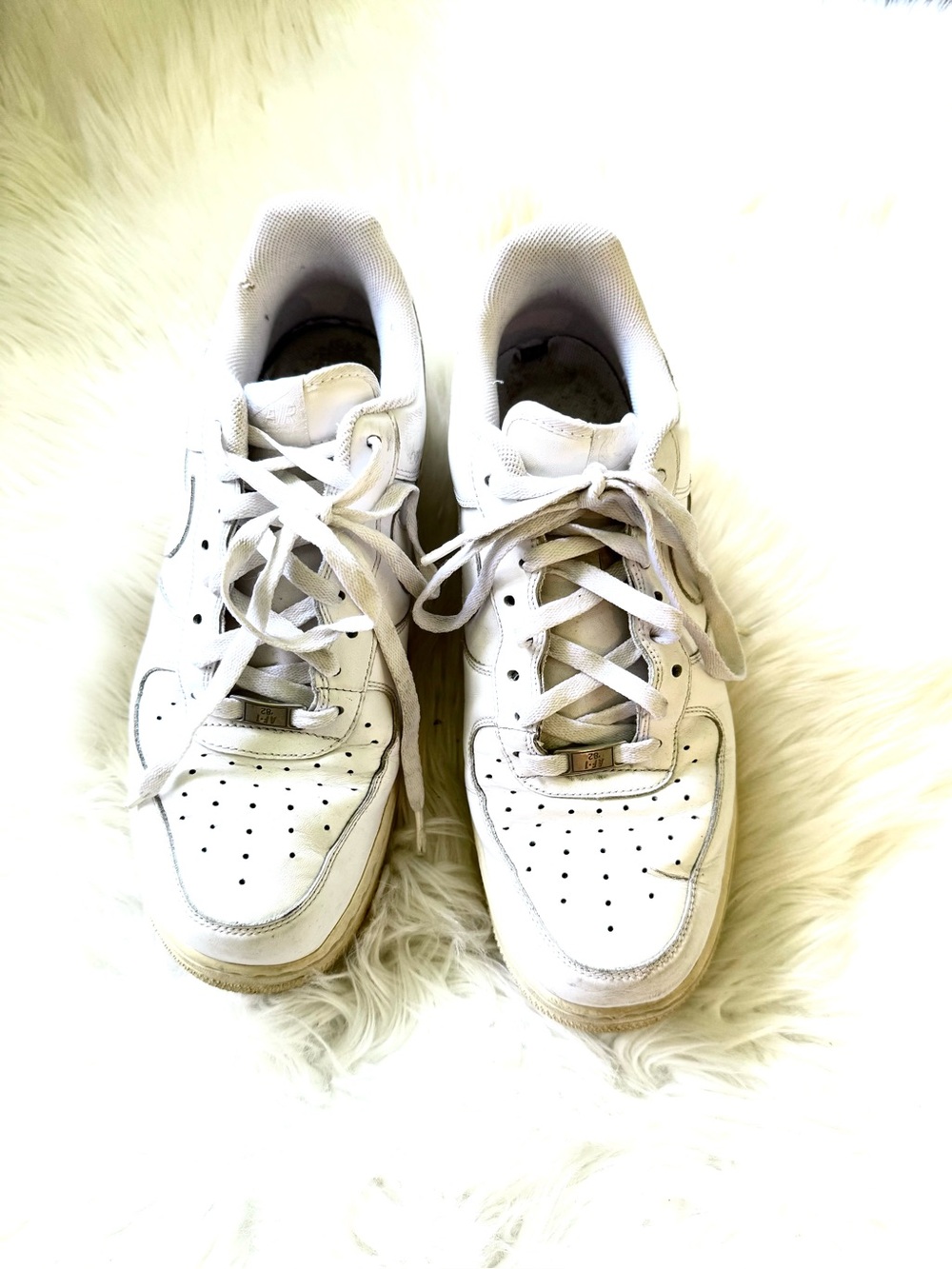 Nike Air force one White on white Leather Sneakers 2009